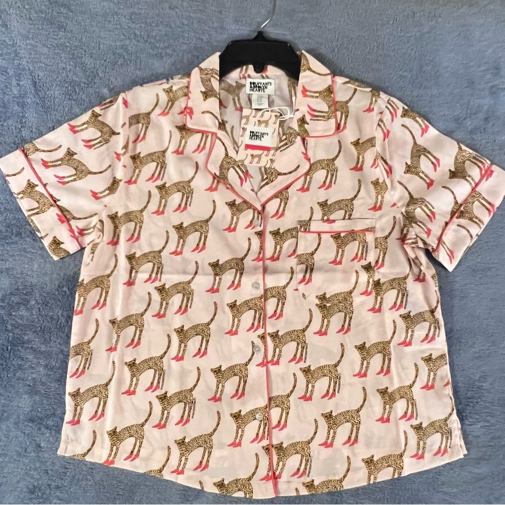 Bouffants & Broken Hearts Cheetah Shorty Pajama Set Medium Pink - Picture 4 of 17